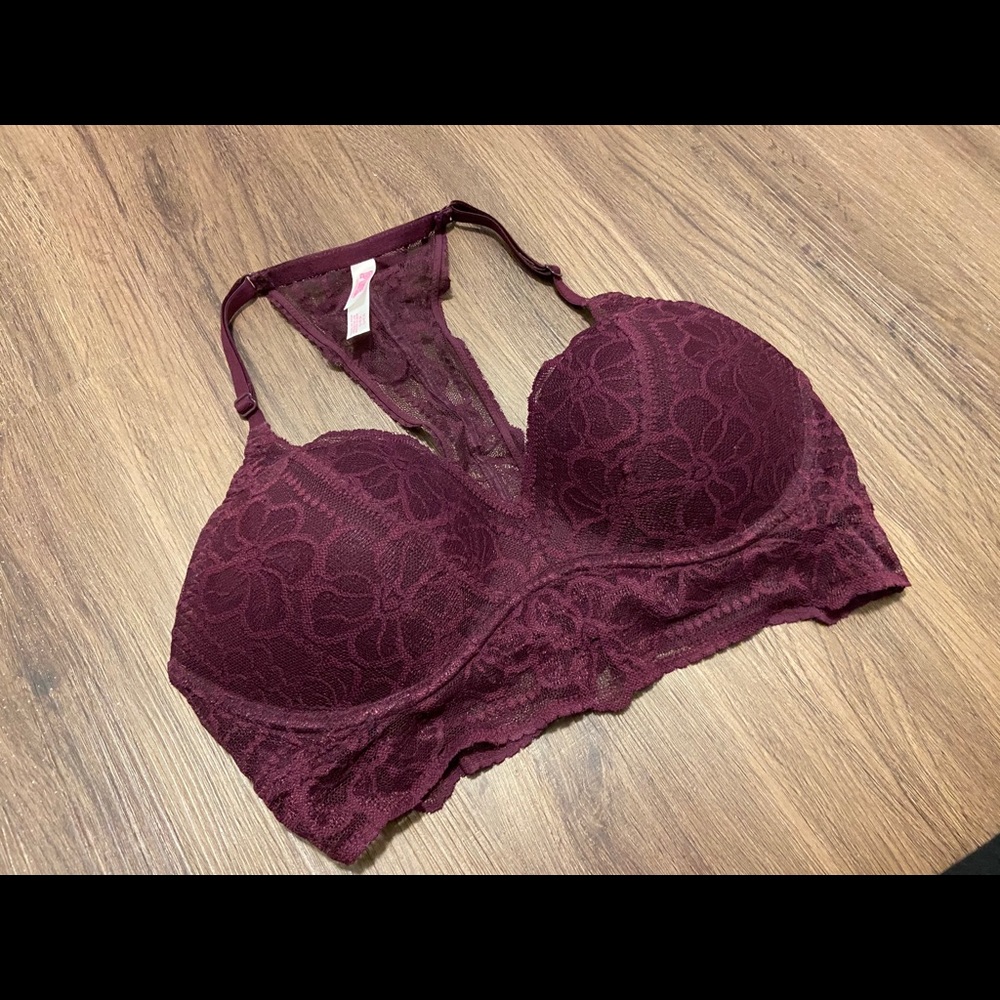 Maroon Push-Up Lace Bralette